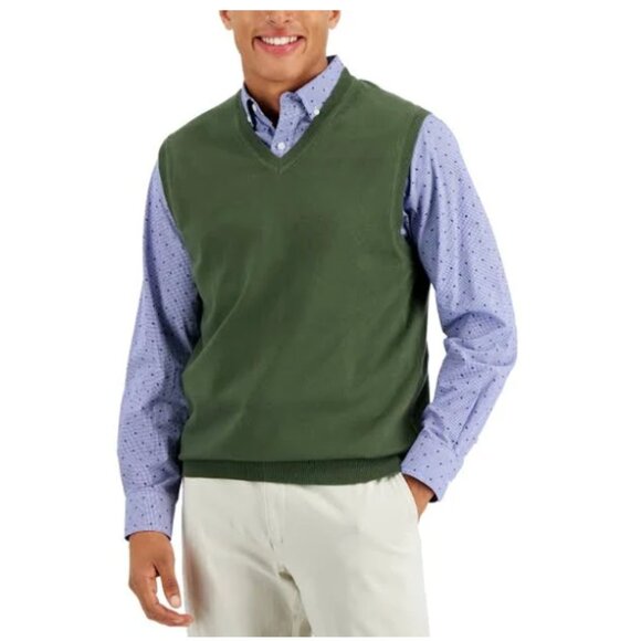 Club Room Mens V-Neck Sweater Vest GREEN - Picture 1 of 1